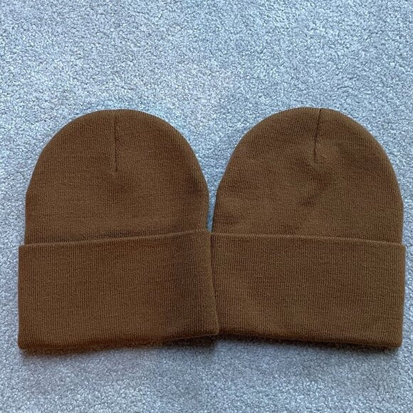 2 Carhartt A18 Knit Cuffed Beanies in Brown - Picture 4 of 5